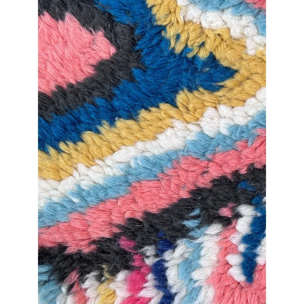 West Elm Charm Wool Rug Swatch Multicolor‎ Shaggy Geometric 100% Wool Sample-1